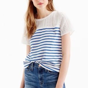 BNWT J. Crew eyelet striped T-shirt, XXXS